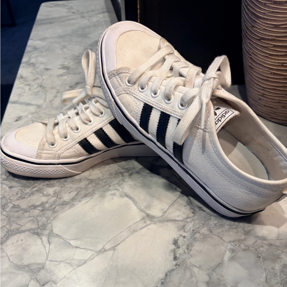 Adidas Kids Nizza Cloud White Canvas Sneakers